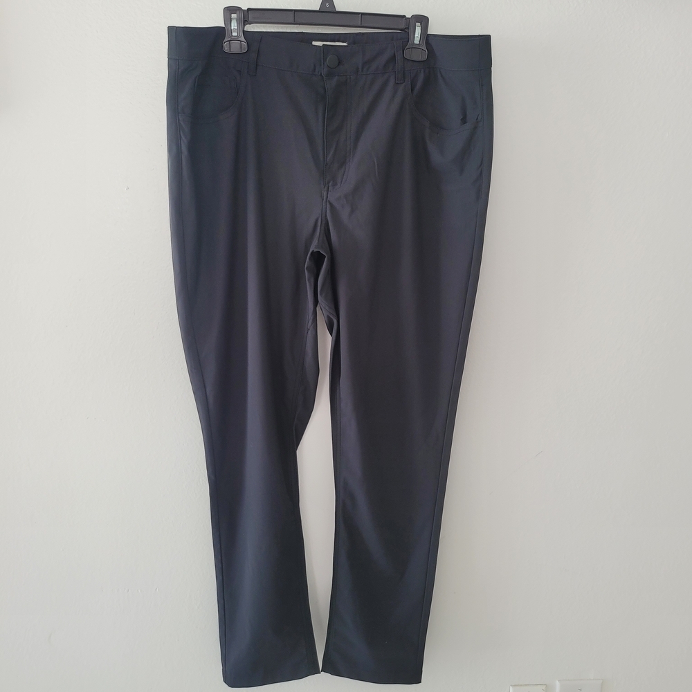 THOM AARON men's trousers, 38 x 32, black, slim fit, stretch, casual